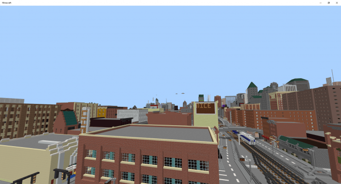 Nighttime city lights illuminated by redstone
