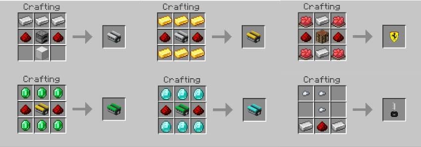 Crafting instructions for Ferrari addon