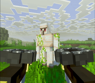 Iron Golem being shot by guns
