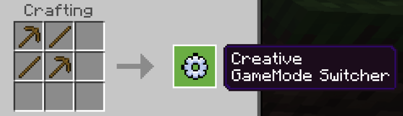 Crafting recipe for Creative Mode Switcher