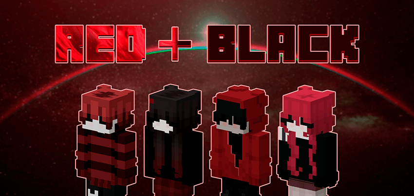 Preview of Red + Black skin pack showing multiple character models