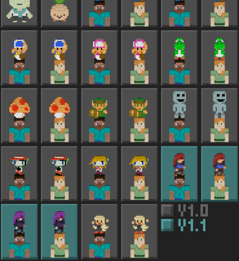 Additional voxel skin designs