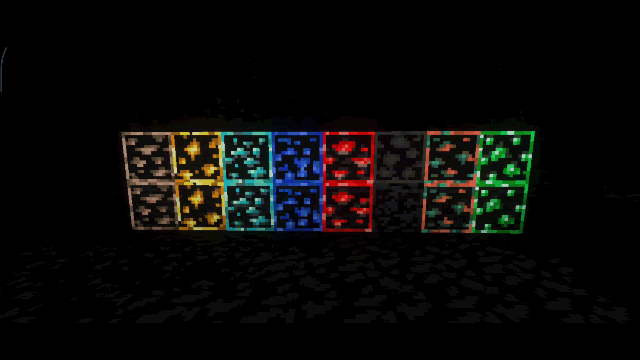 Ore appearance with animated glowing effect
