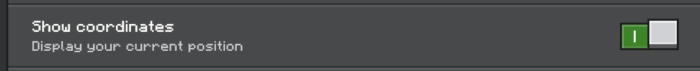 Show Coordinate setting in Minecraft options