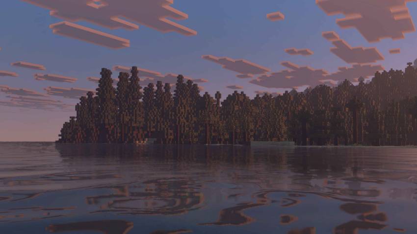 Sunset scene with improved sky and lighting effects