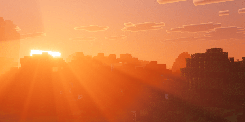 Forest biome sunset scene