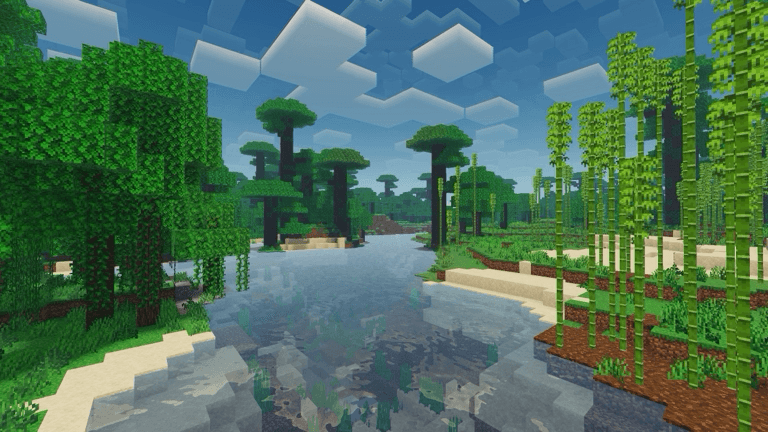 Screenshot of terrain with FirmamentCraft shader