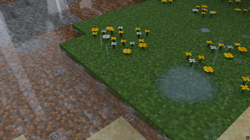 Random puddles appearing on terrain during rain