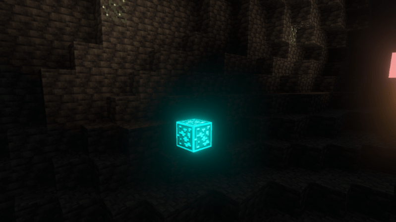 In-game view of glowing ores