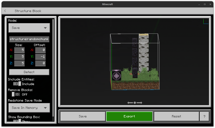 Structure Export Button
