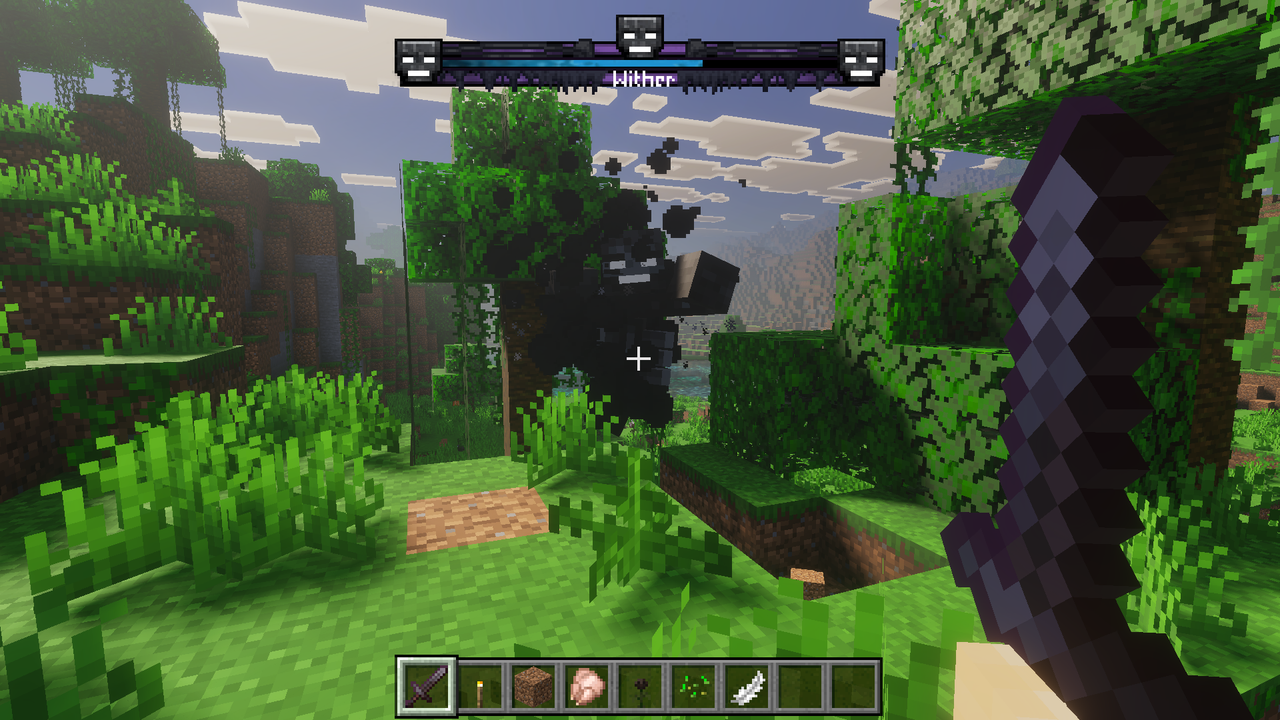 Wither boss bar showing smooth glowing health fill