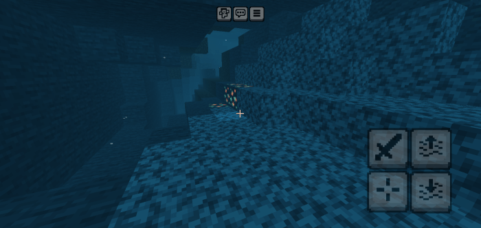 Glowing ores in underwater caves