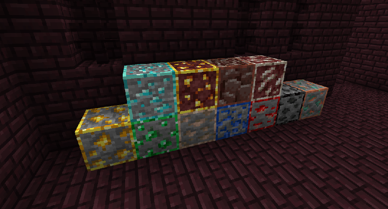 Example of ores outlined in the texture pack
