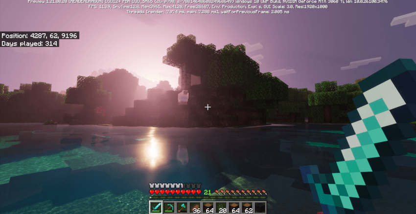 Minecraft screenshot with Prizma Visuals