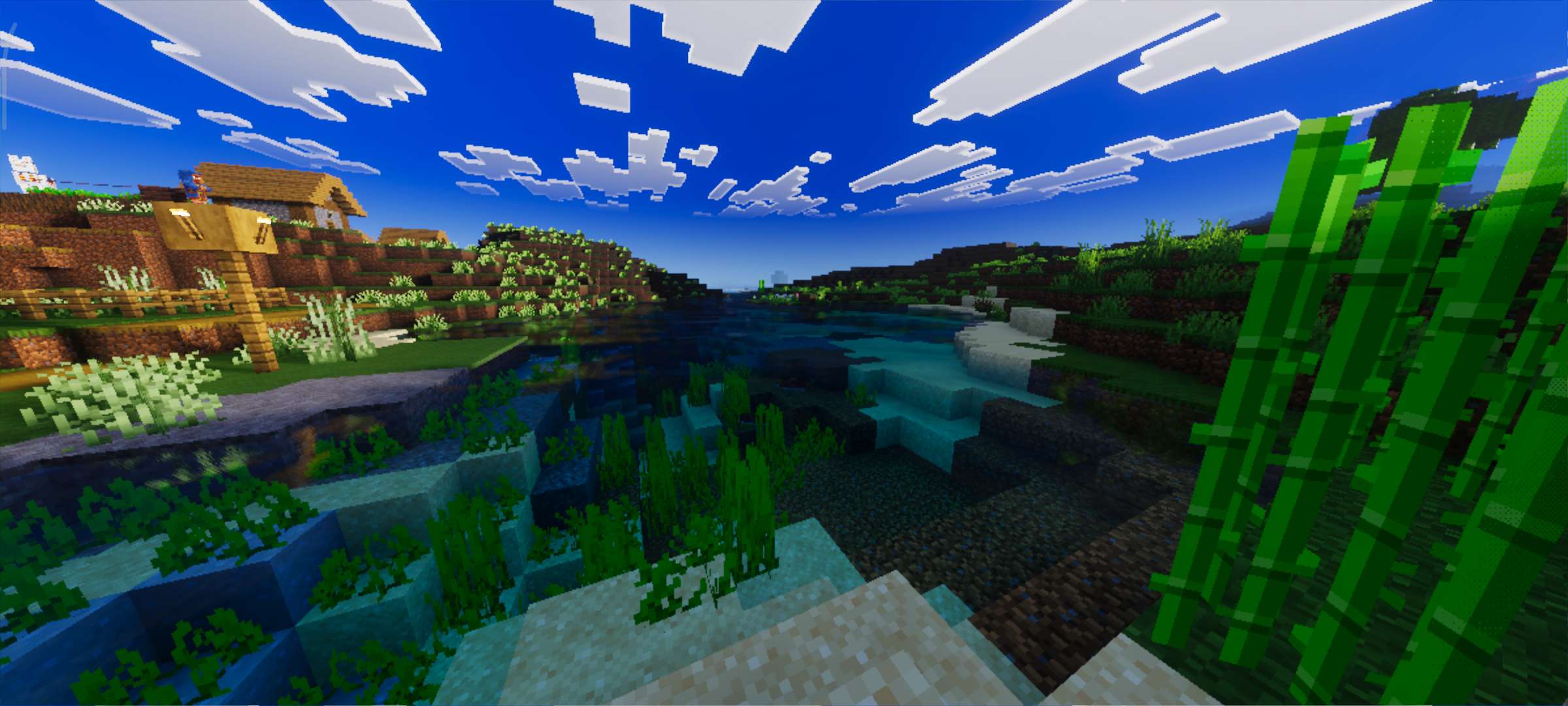 Cinematic visual effects in Minecraft landscape
