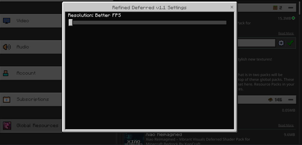 Performance mode Refined Deferred shader settings