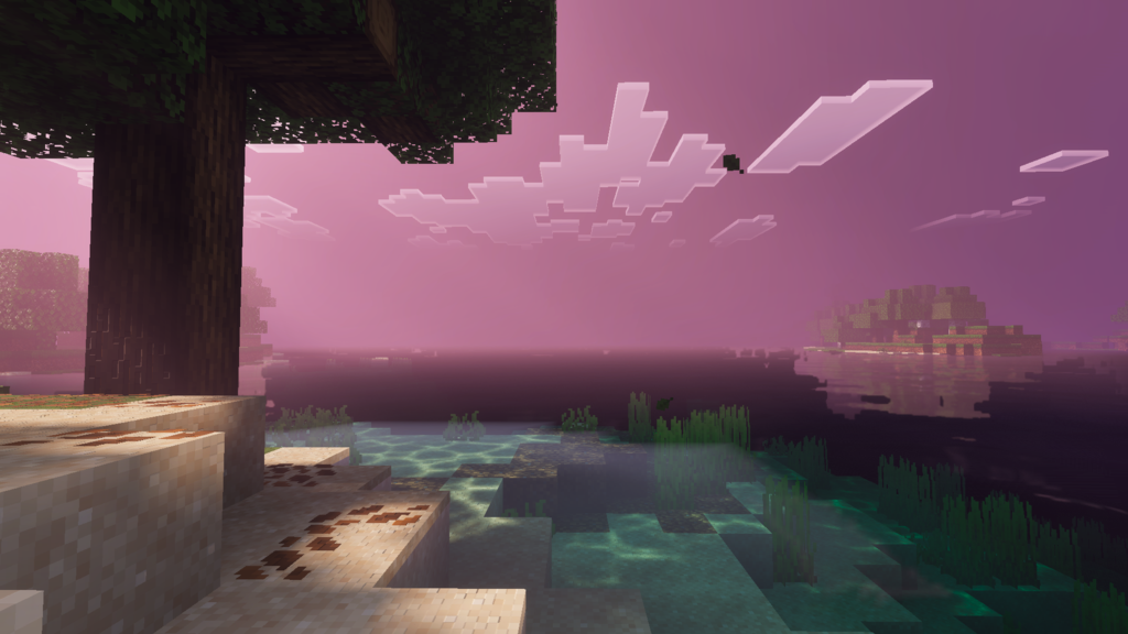 Minecraft world enhanced with cinematic lighting
