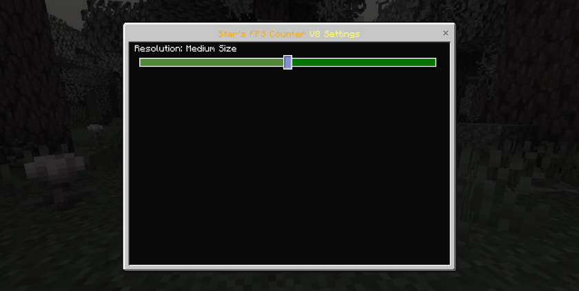 Resource pack settings with FPS counter size slider