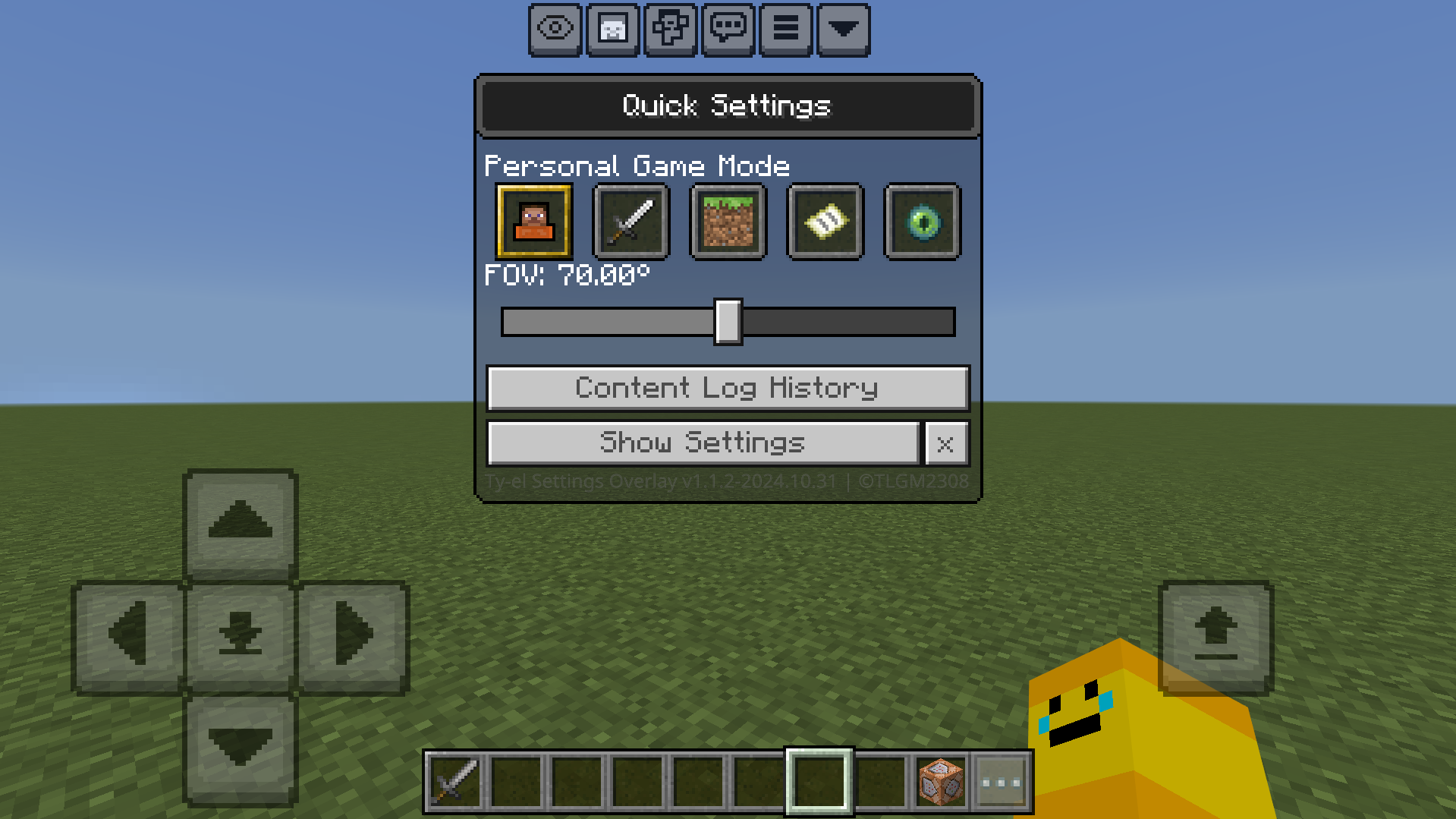 Quick Settings Menu in game