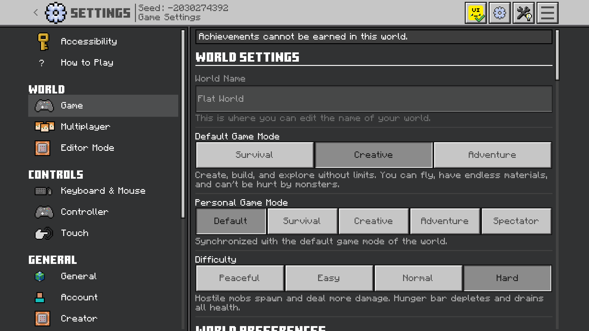 Settings Screen