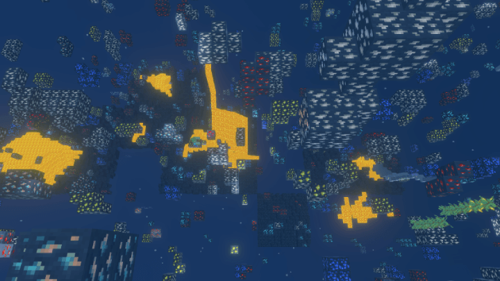 Visible lava pools underground with the resource pack