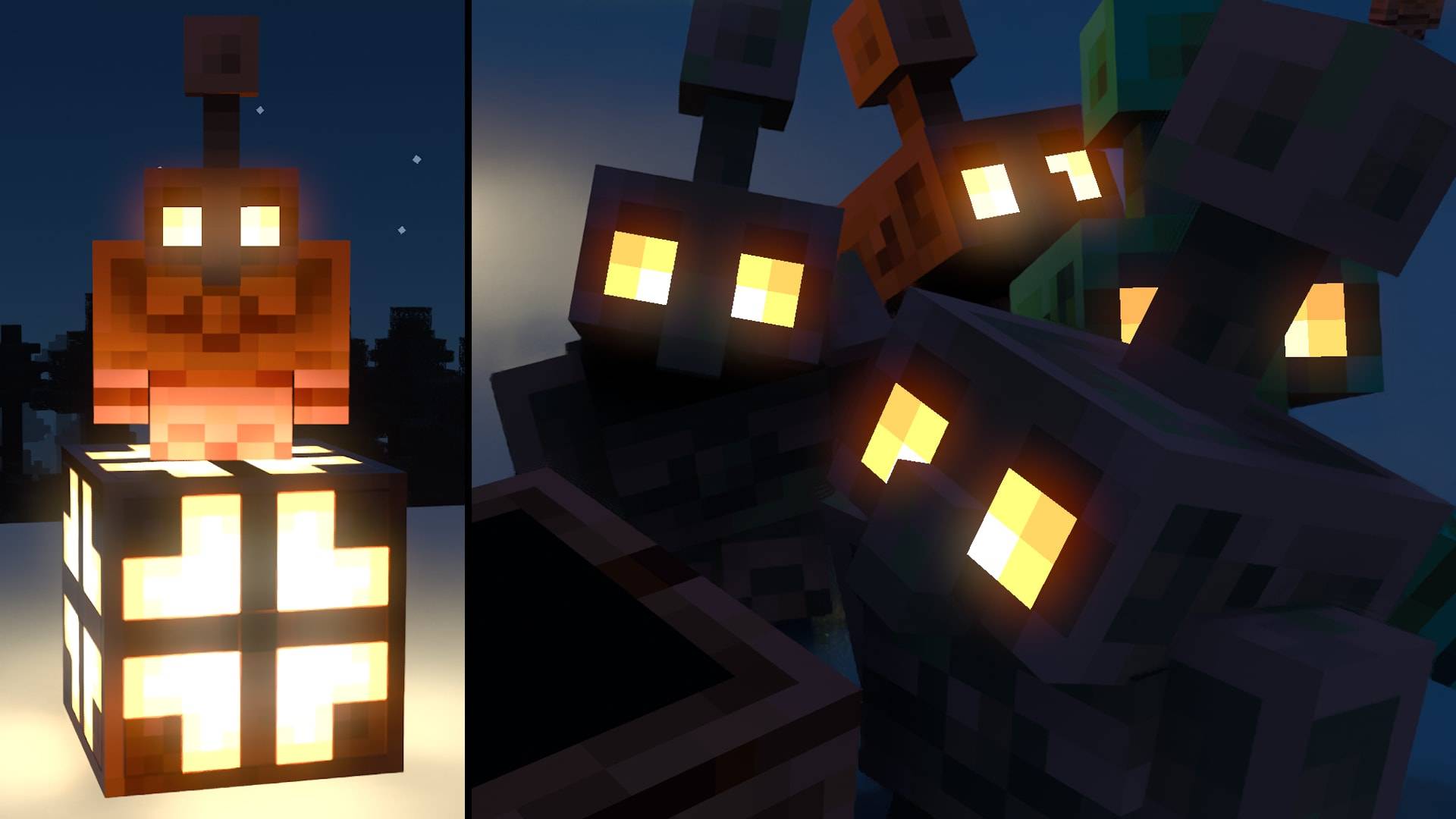 Enhanced Copper Golems with Glow and Bloom