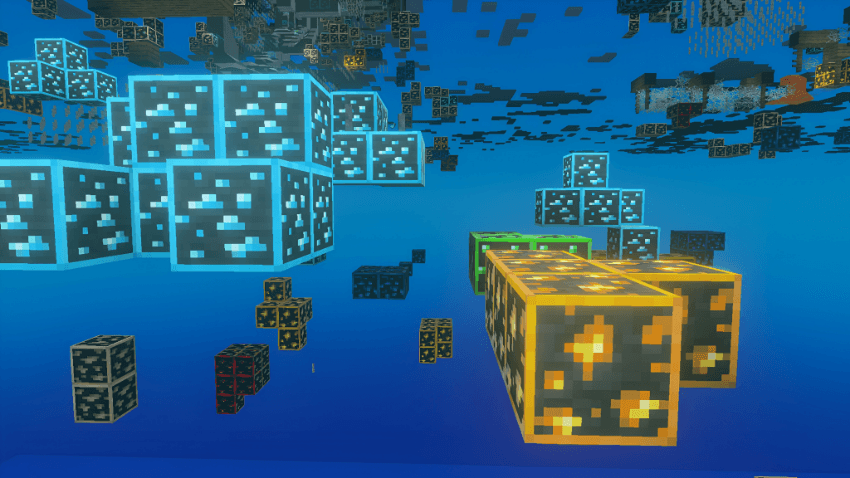 Glowing ores visible through invisible blocks